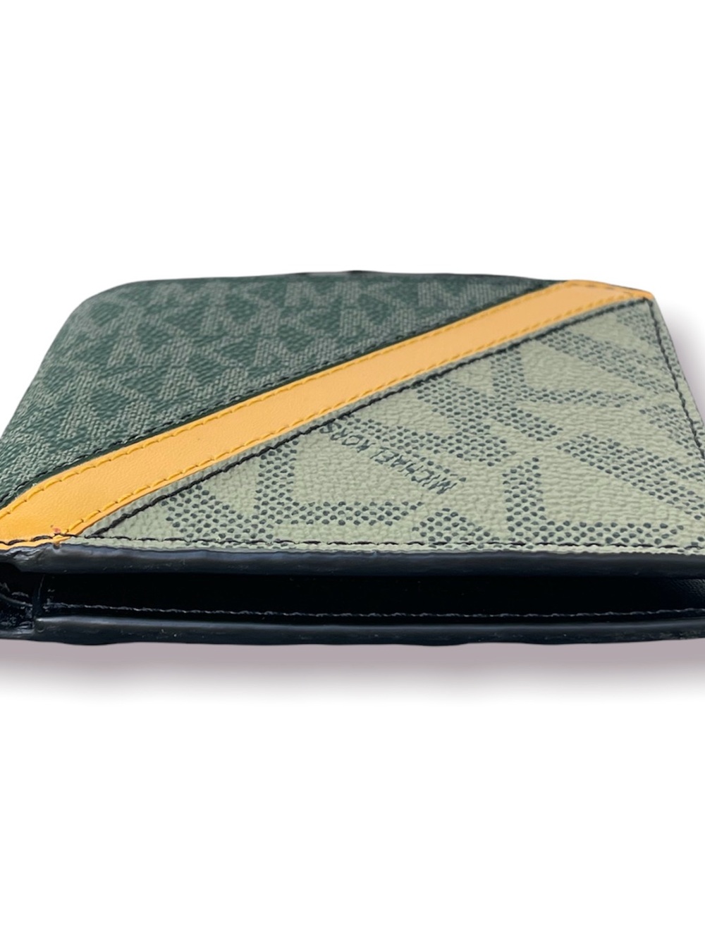 Michael Kors Green and Yellow Diagonal Logo Card Holder - Picture 6 of 8